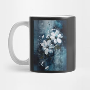 Luminous Petals: White Flowers and Blue Hues Mug